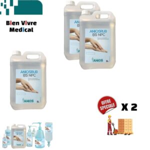 Offre spéciale sur le gel hydroalcoolique Aniosgel 85 NPC en bidon de 5L, disponible à Vitré (35) et Cossé-le-Vivien (53).